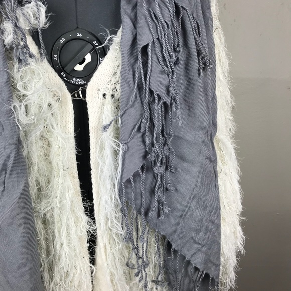 Grey Gray Long Blanket Warm Fall Tassel Scarf - Picture 4 of 5